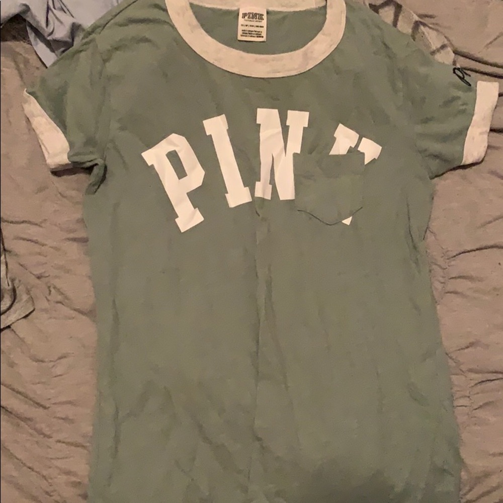 vs pink green short sleeve shirt